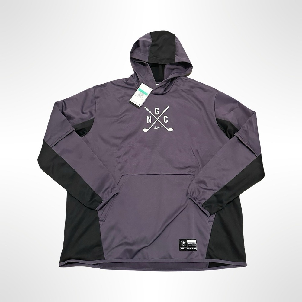 Nike Golf Club Hoodie Loose Fit Men XL Purple Black Athletic Pullover Activewear